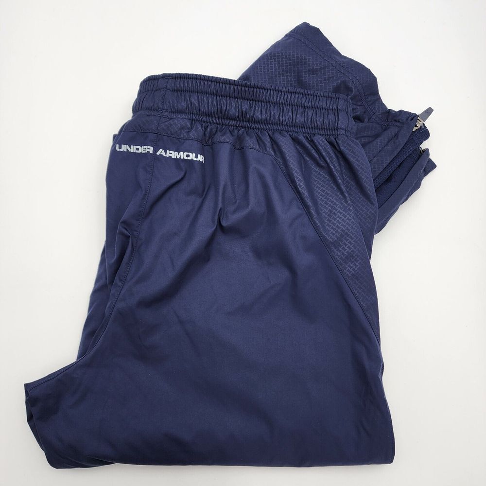 UNDER ARMOUR FITTED NAVY BLUE‎ 100% POLYESTER TRACK PANTS MENS SIZE M